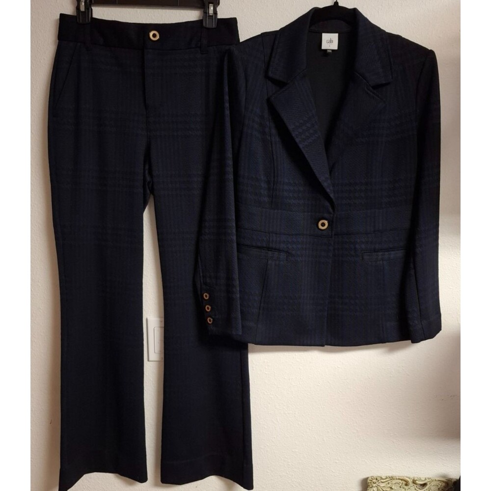 Cabi 2-Piece Checkout Blazer #4216 SZ SM/Trousers #4314R SZ 4 Blue/Black Outfit
